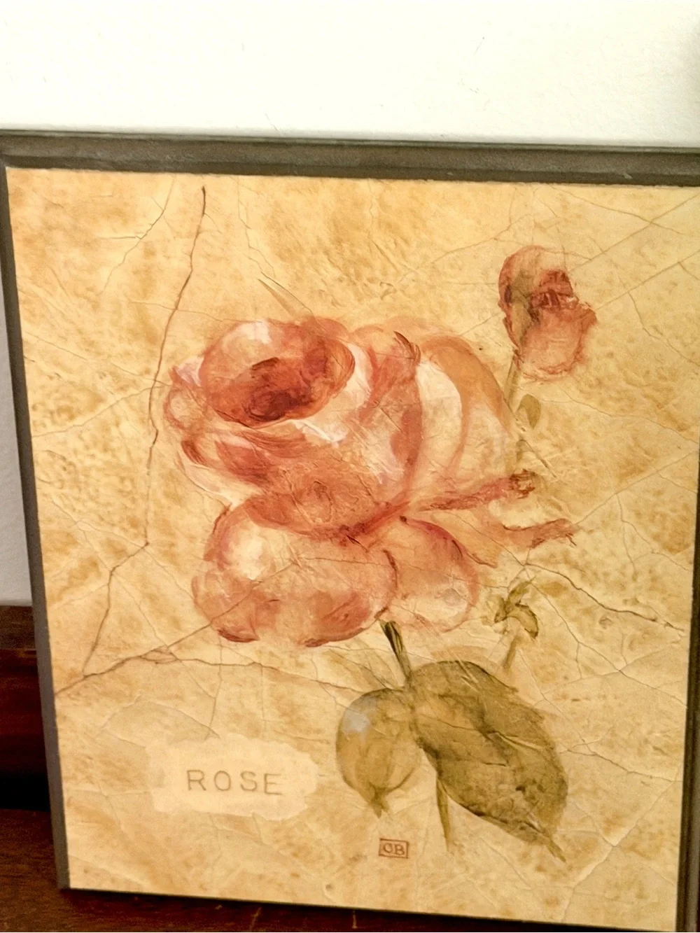 Rose Wall Plaque Cheri Blum Flower Wall Hanging Art 8x10” Shabby Chic Art Floral